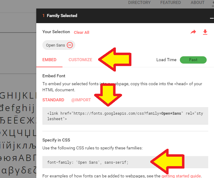 Google fonts Open Sans