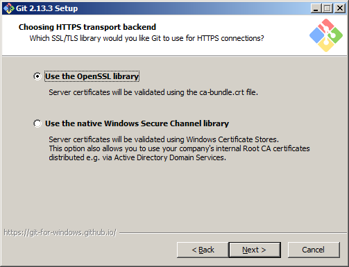 Вікно встановлення Git