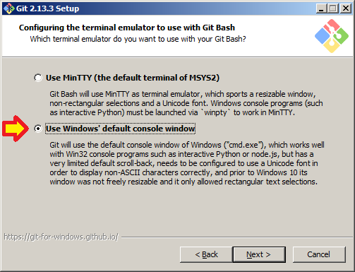Вікно встановлення Git